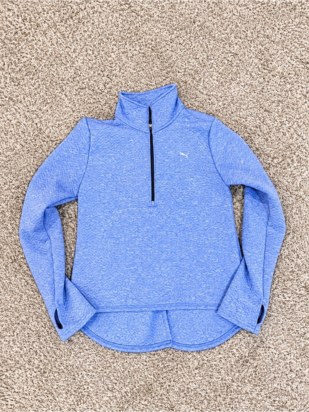 Puma Light Blue Kids Performance Half-Zip One-Piece